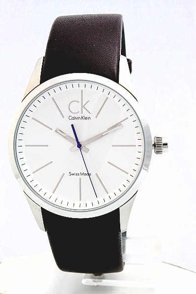 calvin klein k2241138 ck watch men s white dial brown genuine leather ...