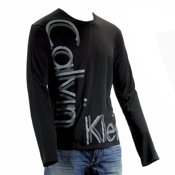  Calvin Klein Men's 41SK205 Cotton Inverted Logo Long Sleeve Shirt 