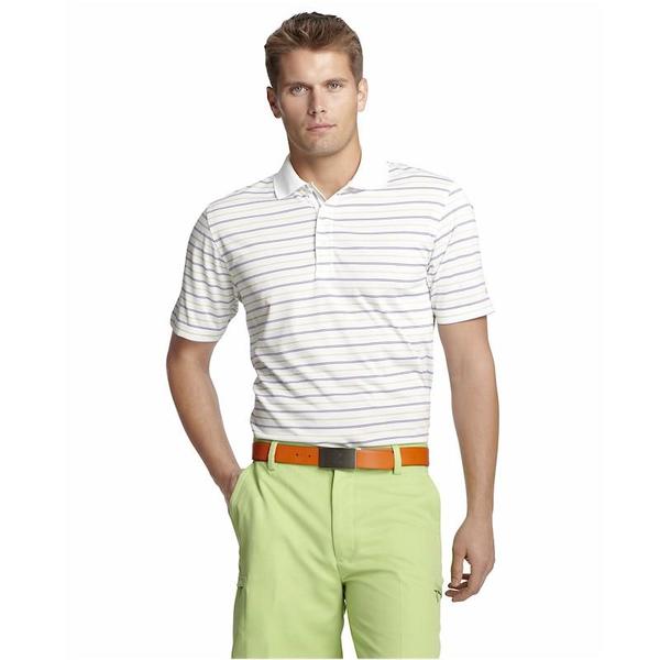  Izod Men's Short Sleeve Classic Striped Performance Polo Shirt 