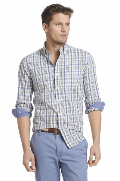  Izod Men's Slim Fit Plaid Cotton Button Down Shirt 