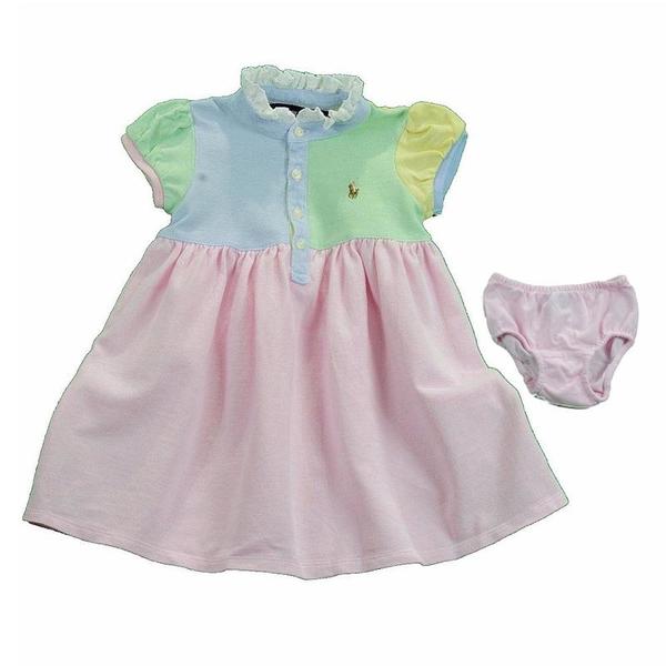  Polo By Ralph Lauren Infant Girl's 2-Piece Color Blocked Dress Set 