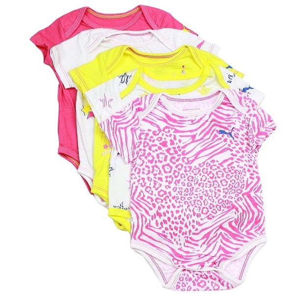  Puma Infant Girl's 5-Pack Short Sleeve Bodysuits 