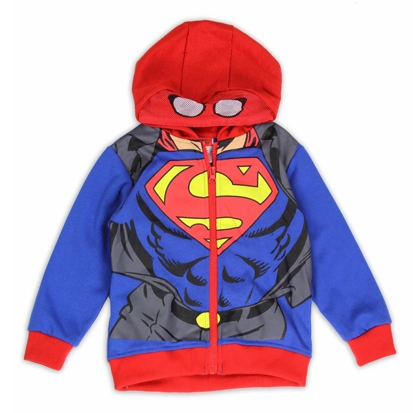  Superman Toddler Boy's Superman Suit Masked Full Zip Hoodie 