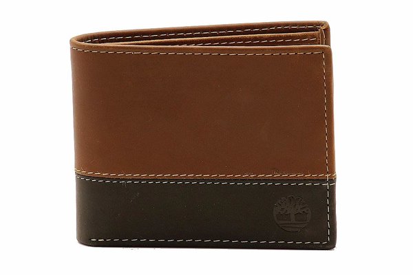  Timberland Mens Commuter Hunter Two-Tone D87242 Leather Bi-Fold Wallet 