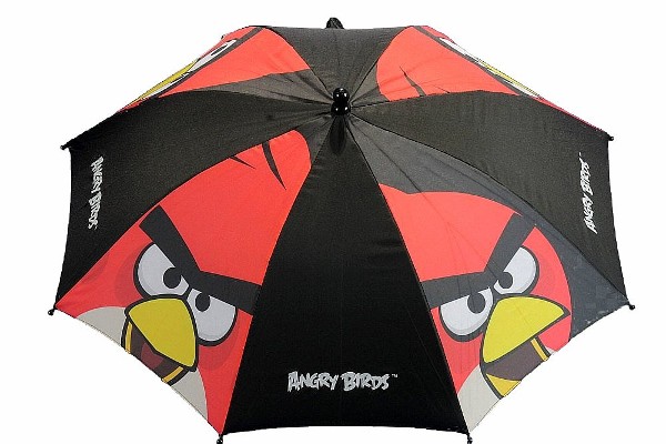  Angry Birds No Laughing Matter Black/Red Molded Handle Umbrella 