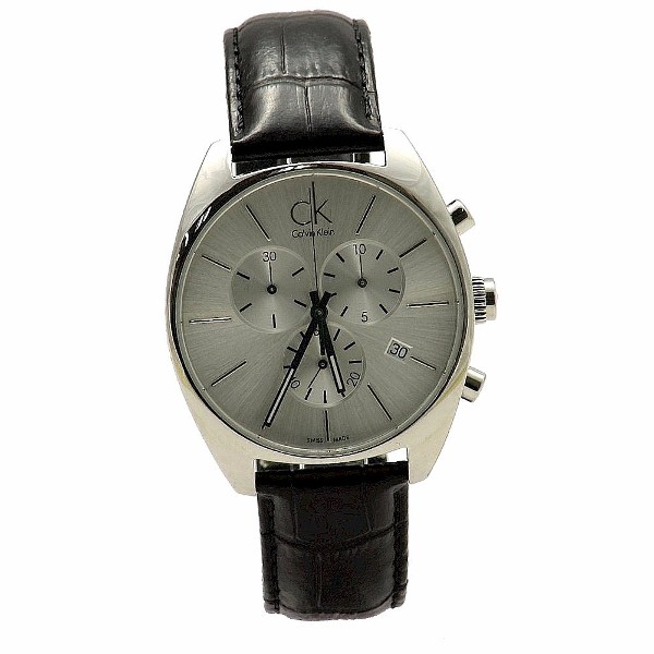  Calvin Klein Men's K2F27120 Black Leather Chronograph Watch 
