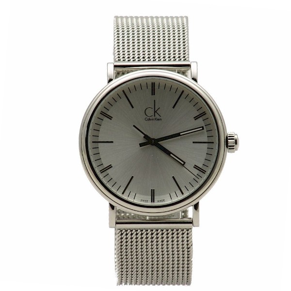  Calvin Klein Men's K3W21126 Silver Steel Mesh Analog Watch 