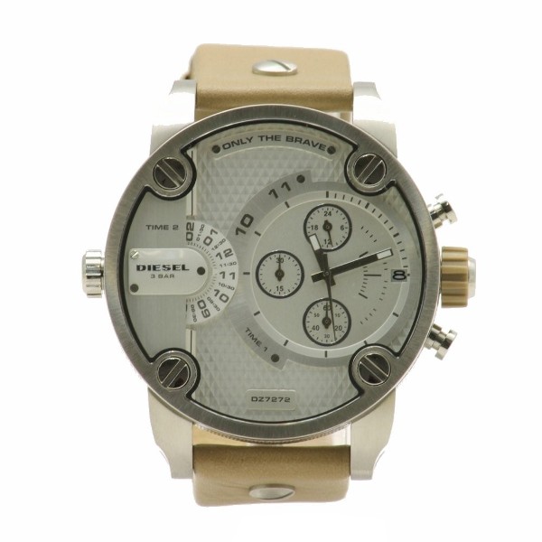  Diesel Men's Little Daddy DZ7272 Tan Leather Chronograph Watch 