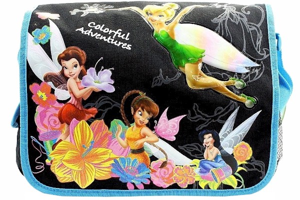 Disney Fairies Girl's Colorful Adventures Black/Blue Messenger Bag 