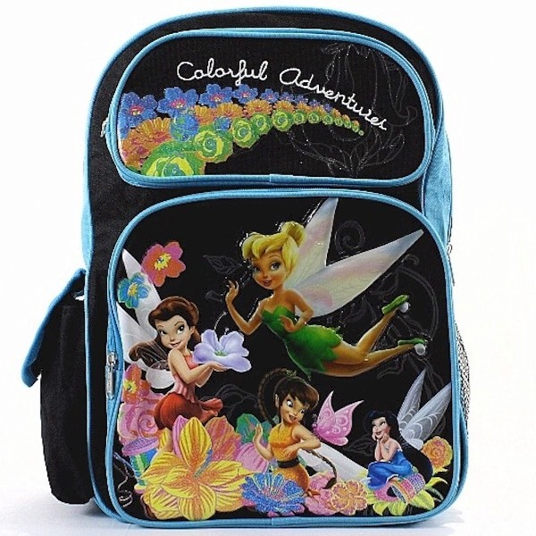  Disney Fairies Girl's Colorful Adventures Black/Blue School Backpack 