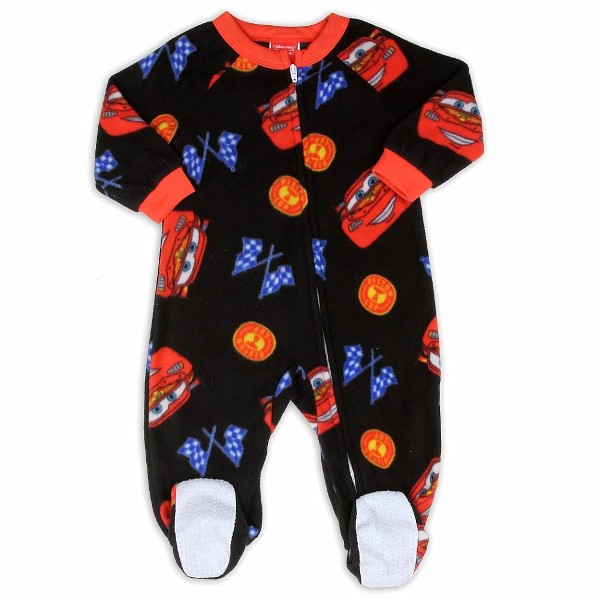  Disney Pixar Cars Infant Boy's Black/Red Fleece Footed Sleeper Pajama 