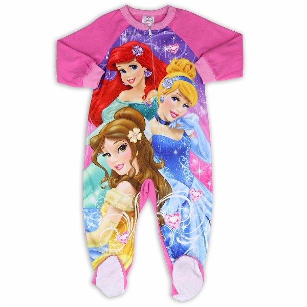  Disney Princess Toddler Girls Pink/Purple Fleece Footed Sleeper Pajama 