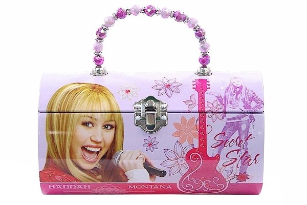  Disney's Hannah Montana Lavender/Pink Secret Star Tin Lunch Box 