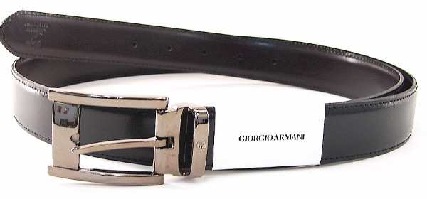  Giorgio Armani Adjustable/Reversible Men's Black Leather Belt 