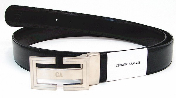  Giorgio Armani Leather Black/Brown Reversible Men's Belt Adjustable To Size 42 