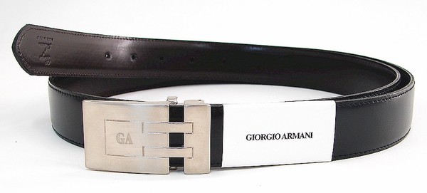  Giorgio Armani Men's Leather Black/Brown Reversible Belt Adjustable To Size 42 