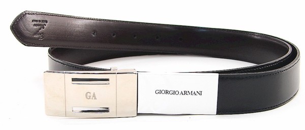  Giorgio Armani Men's Leather Black/Brown Reversible Belt Adjustable To Size 42 