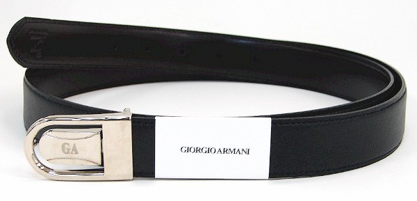  Giorgio Armani Men's Leather Black/Brown Reversible Belt Adjustable To Size 42 