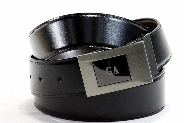  Giorgio Armani Men's Reversible Black Leather Belt Adjustable Up To Size 44 