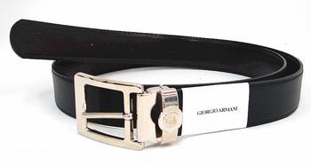  Giorgio Armani Saffiano Black/Brown Reversible Men's Belt Adjustable To Size 42 