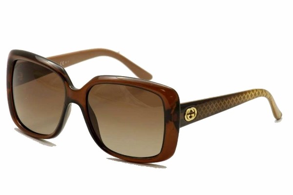  Gucci GG3574/S 3574S W7LLA Brown Transparent Squared Sunglasses 56mm 