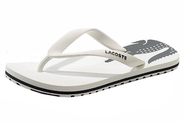  Lacoste Kids Nosara Jaw Fashion Flip Flops White/Dark Grey Sandal Shoes 