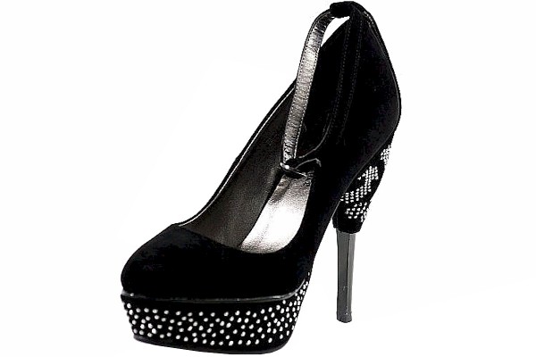  Lady Couture Women's Fashion Shoes Black Fame Studded Heels 