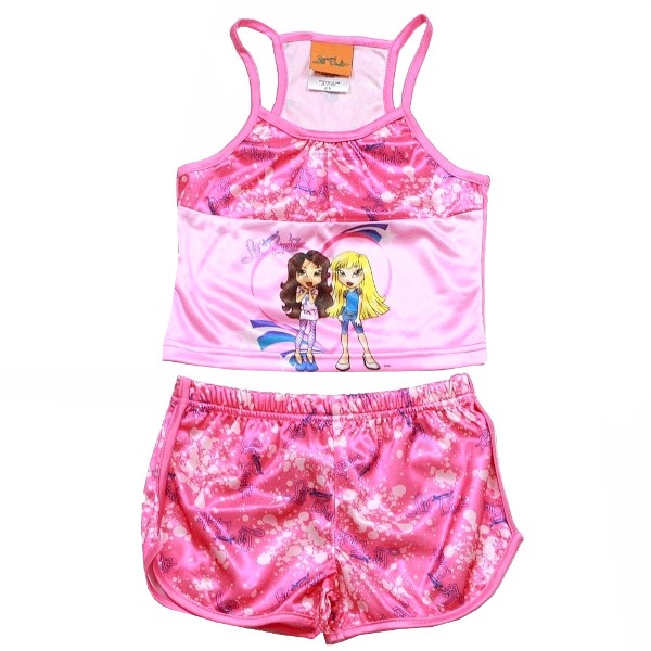  Lil' Bratz Girl's Pink 2 Piece Pajama Tank Top & Short Sleepwear Set 
