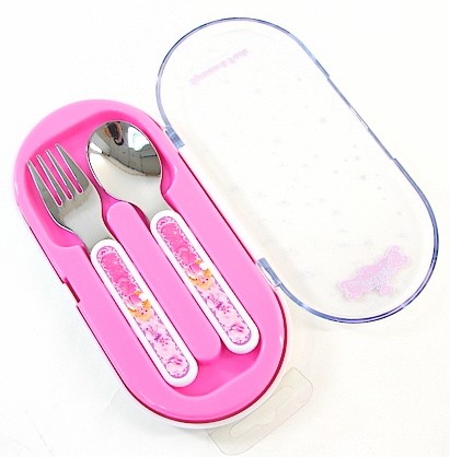  Princess Kids Pink Stainless Steel Spoon and Fork Set 