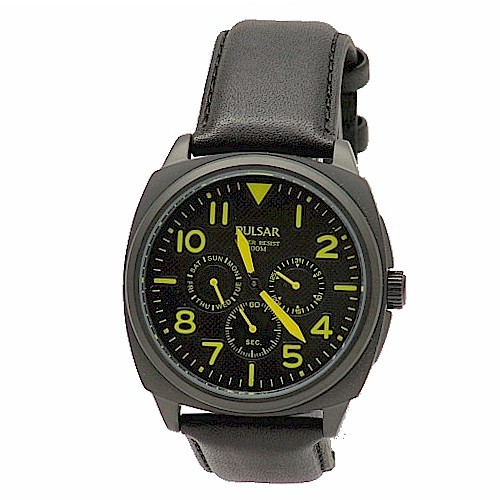  Pulsar Men's PP6077 Black/Yellow Chronograph Watch 