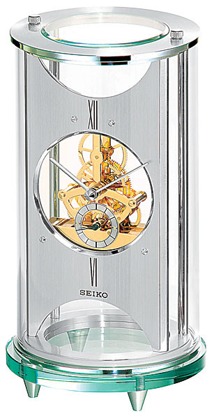  SEIKO Mantel QHG035SLH Silver-tone Metal And Glass Case Clock 