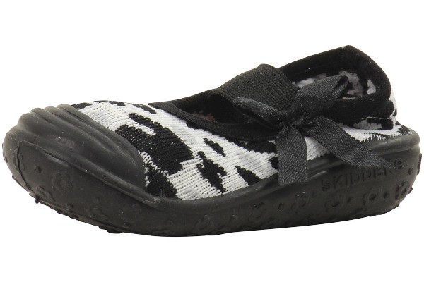  Skidders Girl's Skidproof Mary Jane Black Leopard Shoes XY4113 