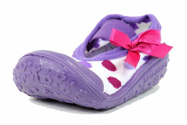  Skidders Girl's Skidproof Mary Jane Purple Polka Dot Shoes XY4151 