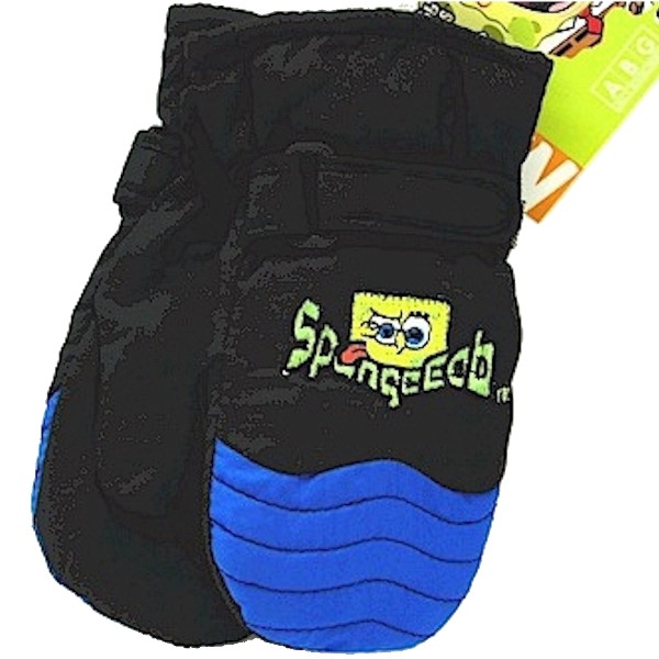  Spongebob Squarepants Toddler Boys Black Ski Mittens Sz: 2-4T 