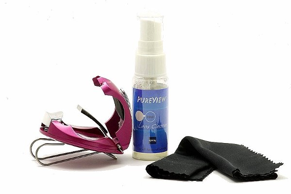  Sunglasses Fuchsia Car Visor Clip, Lens Cleaner Cleaning Cloth Kit 