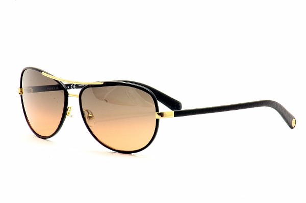  Tory Burch TY6013 TY-6013 943/95 Gold/Black Leather Aviator Sunglasses 