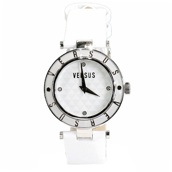  Versus By Versace Logo 3C7140 White Leather Analog Watch 