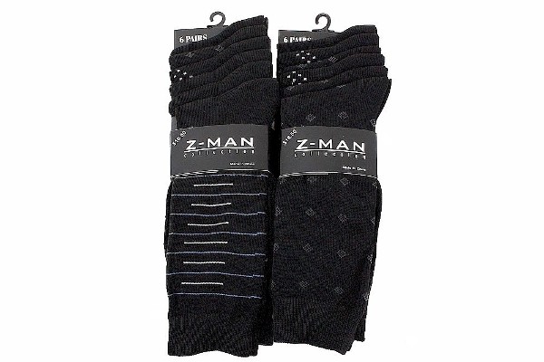  Z-Man Collection Assorted Black 12-Pair Dress Crew Socks Sz: 10-13 Fits 7-12 