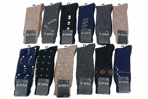  Z-Man Collection Multi Assorted 12-Pair Dress Crew Socks Sz: 10-13 Fits 7-12 