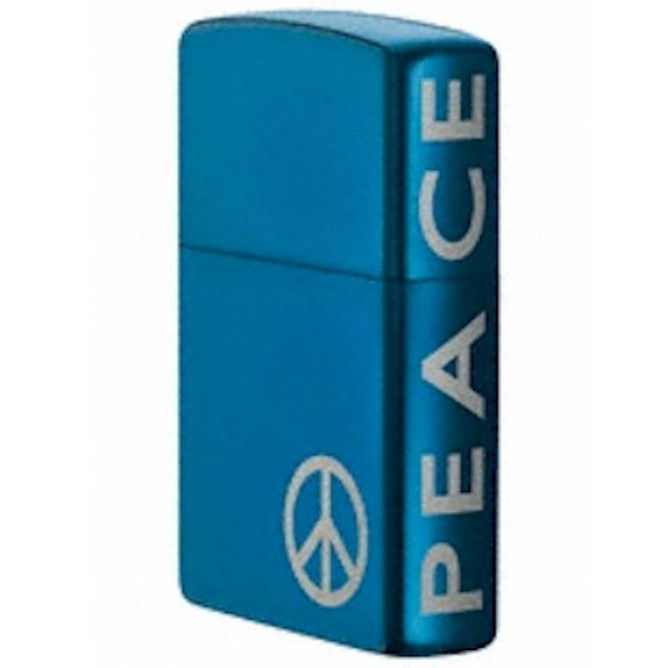  Zippo 21055 Peace Sapphire Blue Chrome Lighter 