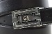 Giorgio Armani Chrome Buckle Saffino Black Leather Adjustable Belt