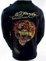 Ed Hardy By Christian Audigier Black Long Sleeve Polo Tiger Rhinestones
