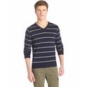  Izod MenÞs All Over Stripe Long Sleeve VÞNeck Cotton Sweater Shirt 