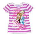  Disney Frozen GirlÞs Strong Bond Striped Glitter Short Sleeve TÞShirt 