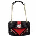  Love Moschino WomenÞs Quilted Þ Zipper Double Chain Handle Satchel Handbag 