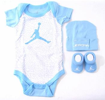 Michael Jordan 3 Piece Infant Set Size 0-6 Months Blue Cap Bodysuit Booties