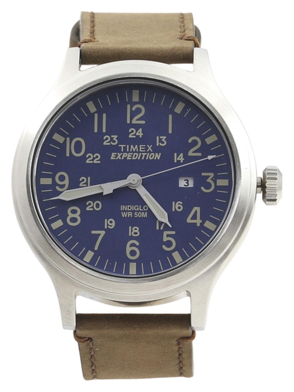 Men s TW4B06400  Blue Silver Brown Analog Watch - Timex Expedition Scout 43