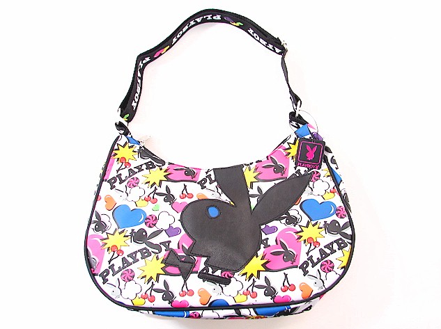 Playboy Handbag Black Pop Neon Curvy Hobo J553200