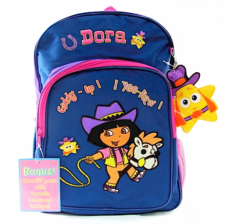 Dora The Explorer Blue Backpack School Bag With Bonus Pouch