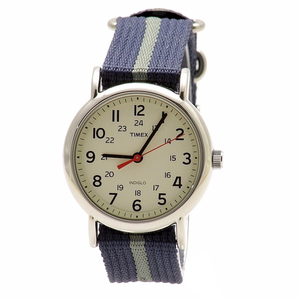 Timex Weekender Slip Thru T2n654kw Blue Analog Nylon Watch